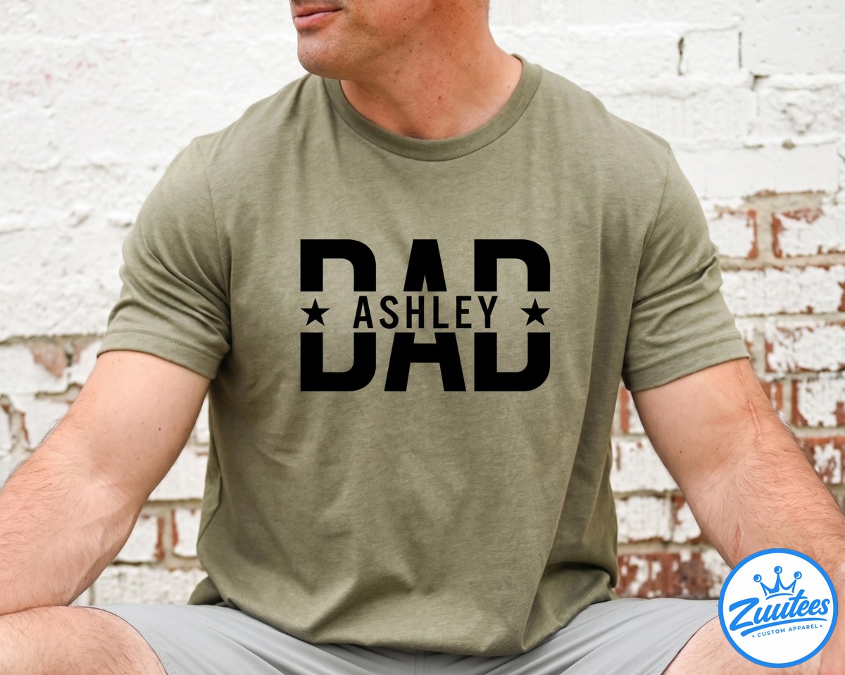 ASHLEY Dad Shirt With Kids, Dad Shirt, Birthday Gift Dad Tee