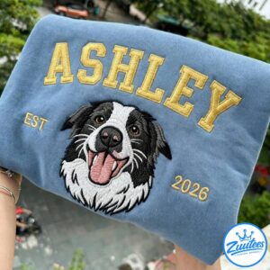 Ashley Embroidered Sweatshirt, Embroidered Dog Hoodie