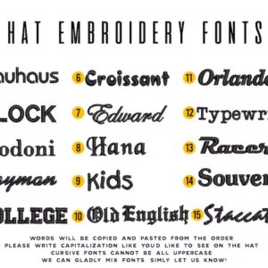embroidered hat font