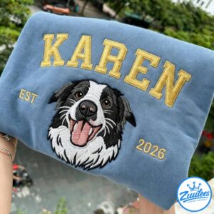Karen Embroidered Sweatshirt, Embroidered Dog Hoodie
