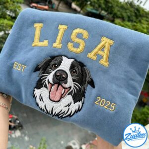 Lisa Embroidered Sweatshirt, Embroidered Dog Hoodie