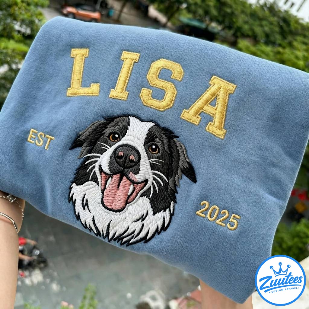 Lisa Embroidered Sweatshirt, Embroidered Dog Hoodie Lisa Embroidered Sweatshirt, Embroidered Dog Hoodie