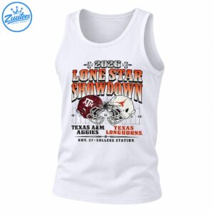 2026 Lone Star Showdown graphic with colliding maroon and cream football helmets, distressed lettering, and Texas team names