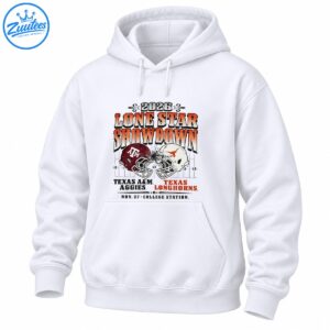 2026 Lone Star Showdown graphic with colliding maroon and cream football helmets, distressed lettering, and Texas team names