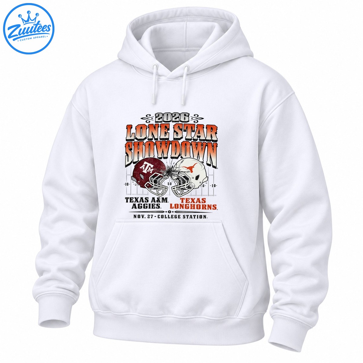 2026 Lone Star Showdown graphic with colliding maroon and cream football helmets, distressed lettering, and Texas team names 2026 Lone Star Showdown graphic with colliding maroon and cream football helmets, distressed lettering, and Texas team names