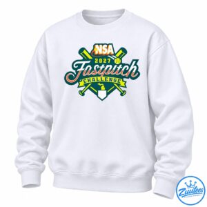 2027 NSA Fastpitch Challenge Michigan design with crossed yellow-green bats, softballs, script lettering, and a Michigan silhouette