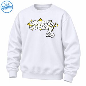 Graffiti street art design with white bubble lettering, black outlines, yellow starbursts, and droplets