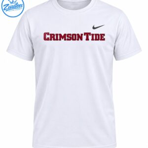 Crimson Tide shirt design with distressed crimson collegiate lettering, dark outlines, and a small gray swoosh graphic