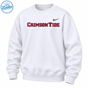 Crimson Tide shirt design with distressed crimson collegiate lettering, dark outlines, and a small gray swoosh graphic