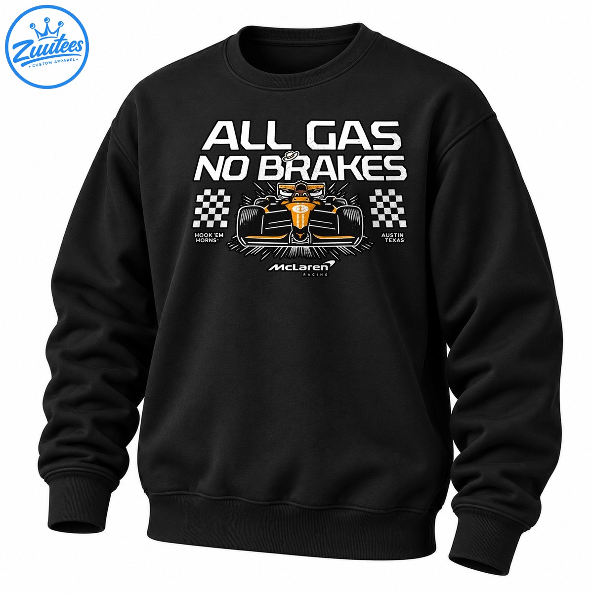 All Gas No Brakes Racing Car Vintage Graphic Sweatshirt