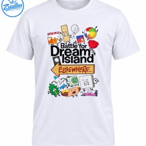 Battle for Dream Island Elsewhere cartoon design with colorful object characters and a wooden arrow sign
