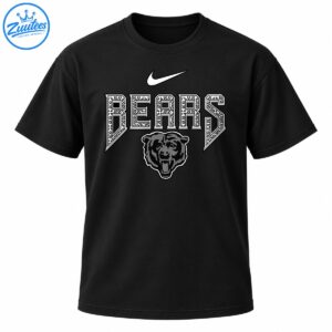 BEARS shirt graphic with intricate white tribal varsity lettering and a roaring black and gray bear head