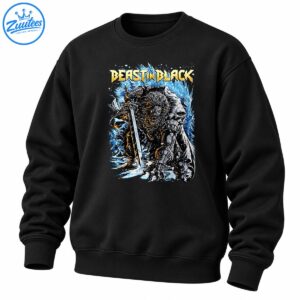 Beast In Black gold lettering above an armored wolf-like warrior with a sword and icy blue crystal shards