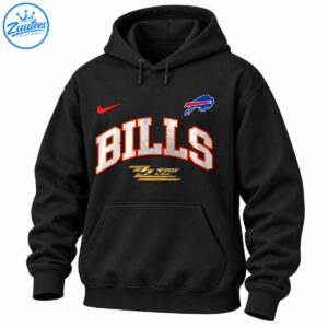 BILLS lettering with a red swoosh, blue charging buffalo emblem, and metallic gold ZZ TOP graphic