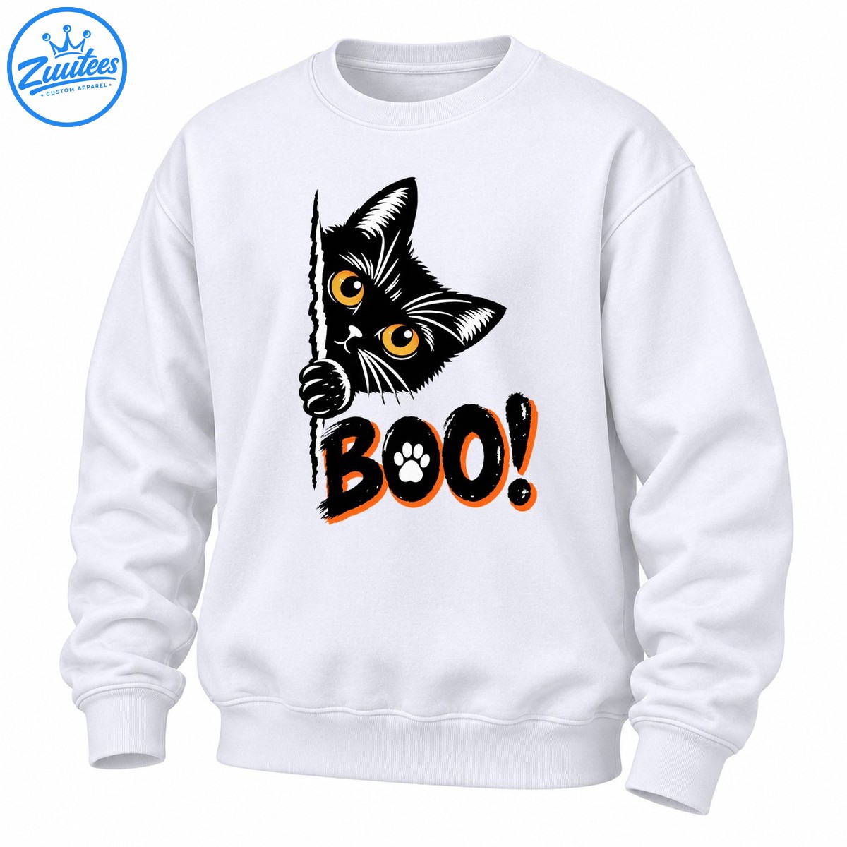 Black Cat Boo Halloween Spooky Sweatshirt