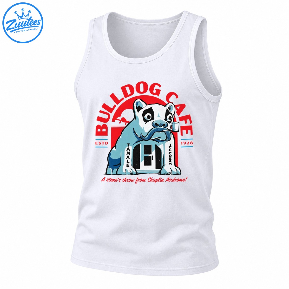 Bulldog Cafe Estd 1928 Vintage Bulldog Graphic Tank Top
