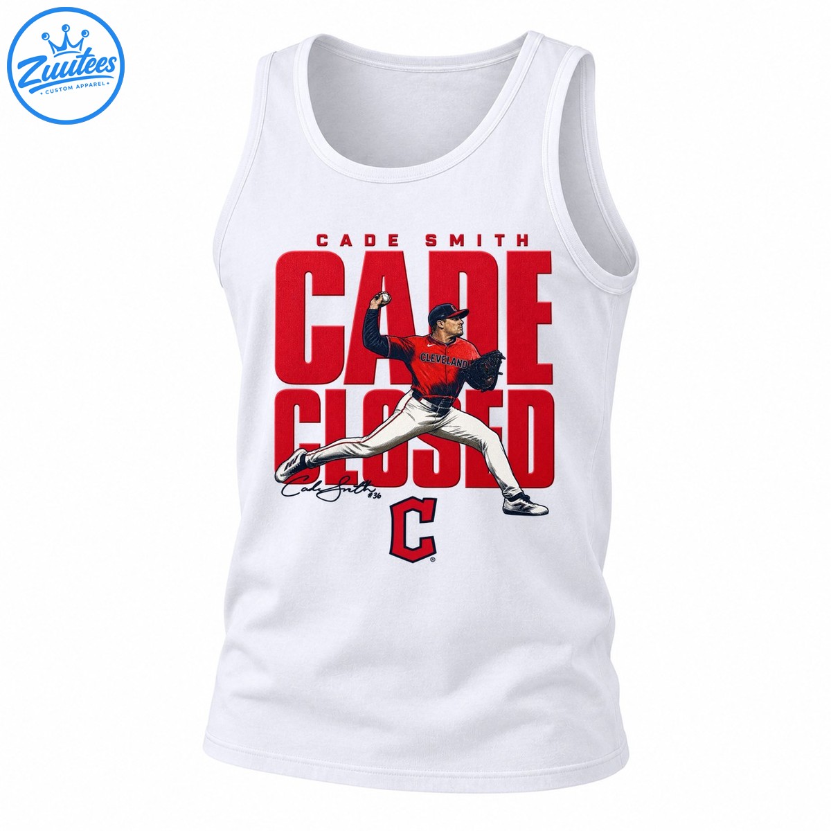 Cade Smith Cade Closed Cleveland Baseball Graphic Tank Top