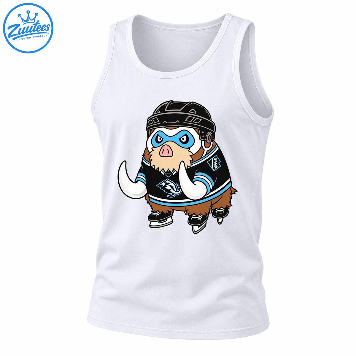 Cartoon Mammoth Hockey Player Mascot Tank Top