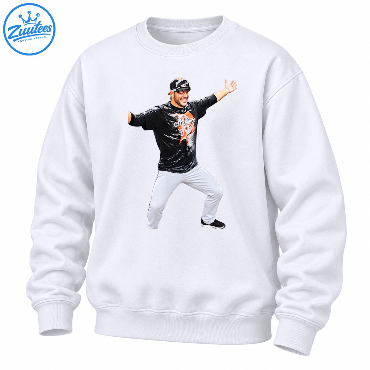 Champions Baseball Celebration Photo Graphic Sweatshirt