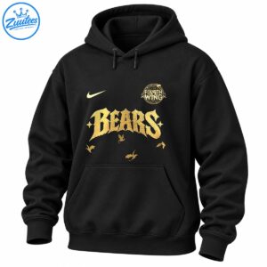 Golden gothic BEARS lettering with a circular FOURTH WING emblem, swoosh symbol, stars, and flying dragon silhouettes.