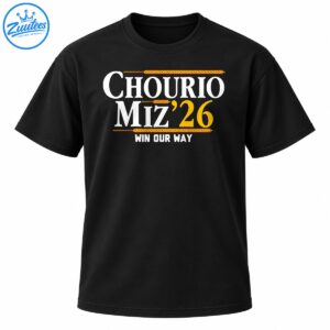 Chourio Miz 26 Win Our Way baseball graphic with white serif lettering and golden wheat accents