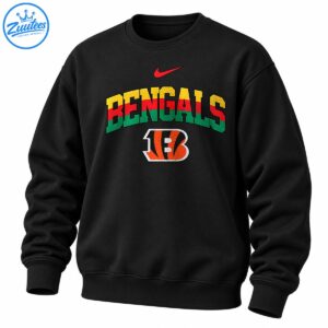 BENGALS lettering in yellow, red, and green with a red swoosh and orange-black tiger-striped B emblem