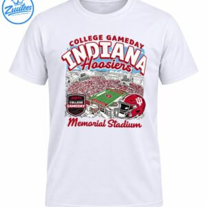 Indiana Hoosiers College Gameday shirt graphic with Memorial Stadium, crimson football helmet and vintage lettering
