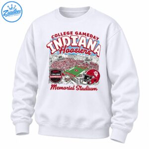 Indiana Hoosiers College Gameday shirt graphic with Memorial Stadium, crimson football helmet and vintage lettering