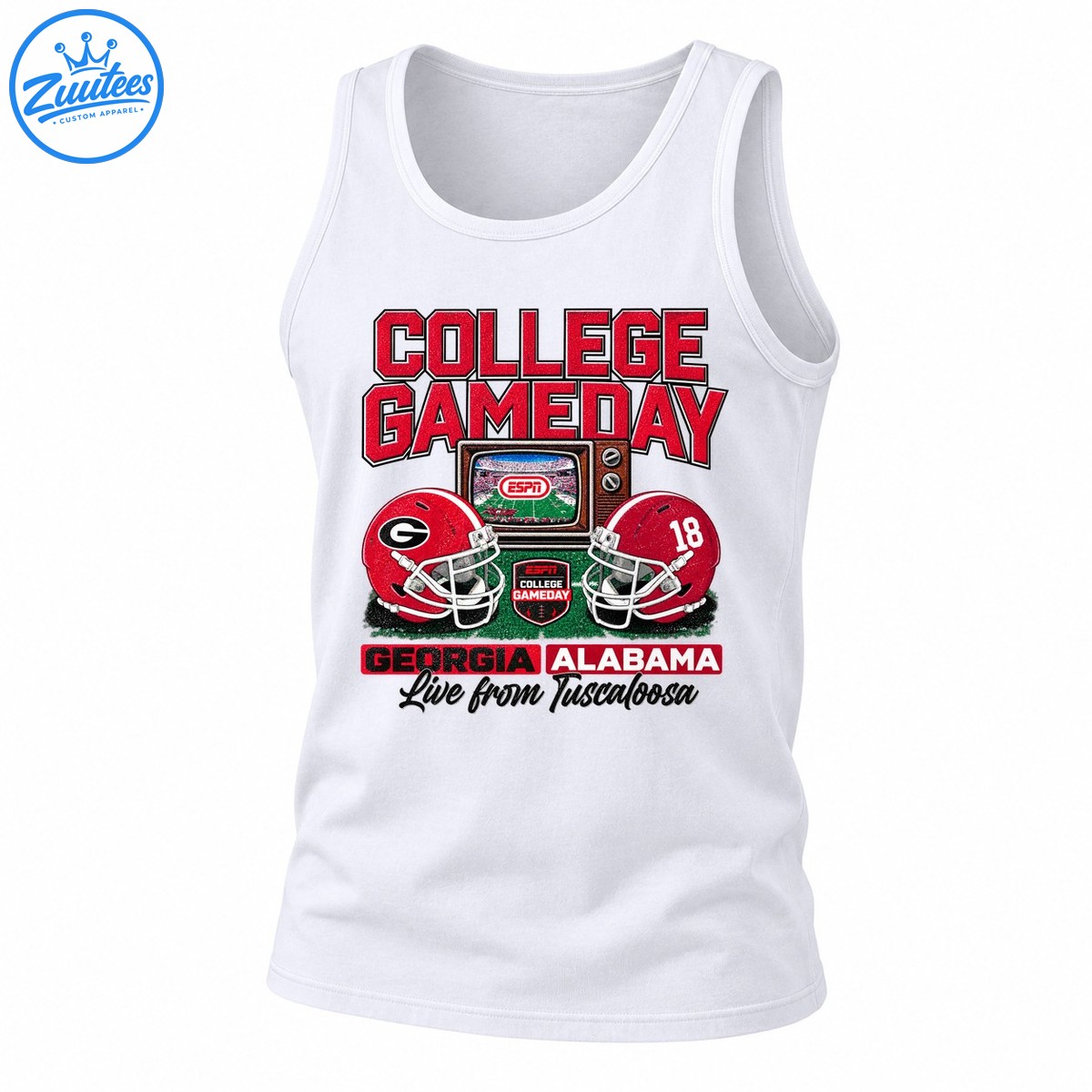 College Gameday Live From Tuscaloosa Georgia Alabama Retro Football Tank Top