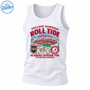 College Gameday Roll Tide shirt graphic featuring Bryant-Denny Stadium, Alabama Crimson Tide logos and Tuscaloosa text