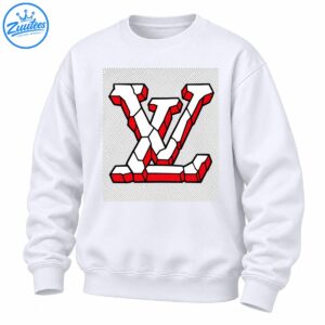 Geometric monogram graphic with interlocking white shapes, vivid red facets, and thick black outlines