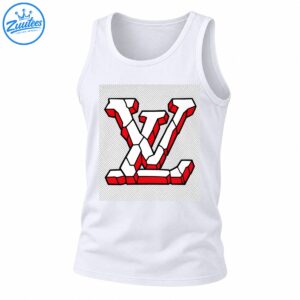 Geometric monogram graphic with interlocking white shapes, vivid red facets, and thick black outlines