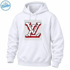 Geometric monogram graphic with interlocking white shapes, vivid red facets, and thick black outlines