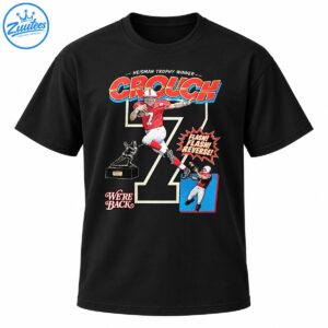 Crouch Heisman Trophy Winner retro football graphic with red number 7 quarterback, trophy, and vintage lettering
