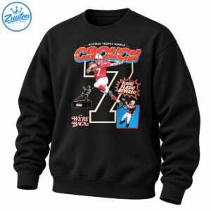 Crouch Heisman Trophy Winner retro football graphic with red number 7 quarterback, trophy, and vintage lettering