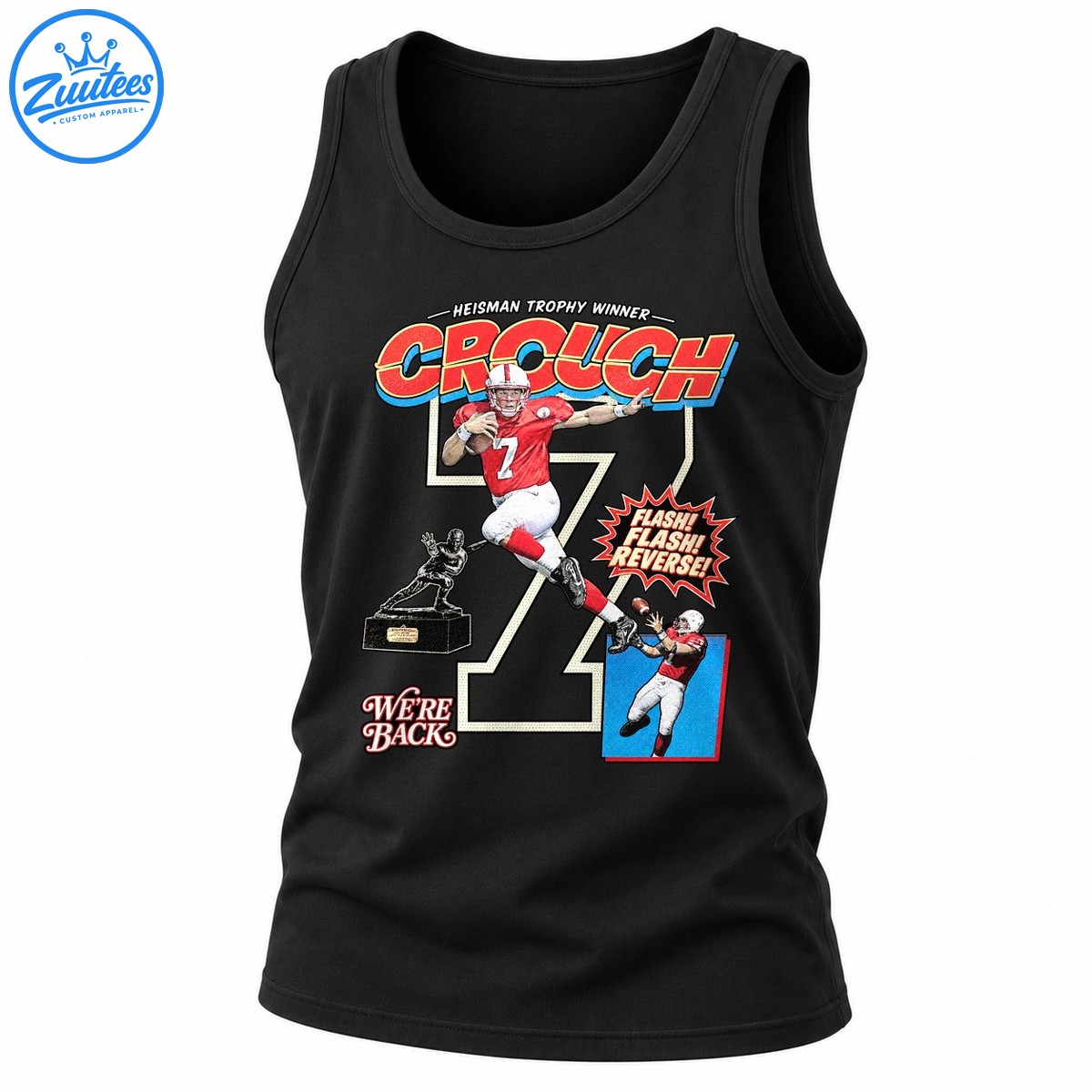 Crouch Heisman Trophy Winner Number 7 Retro Football Graphic Tank Top