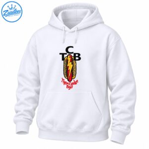 Cartoon hot dog with a yellow lightning bolt, black CTB lettering, and red Them Coulee Boys text