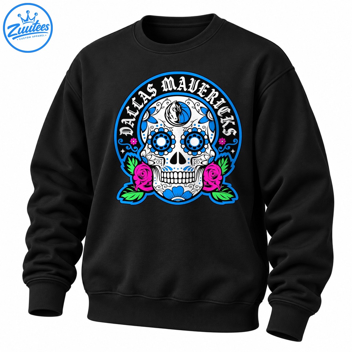 Dallas Mavericks Skeleton Dia De Los Muertos Sugar Skull Nba Sweatshirt