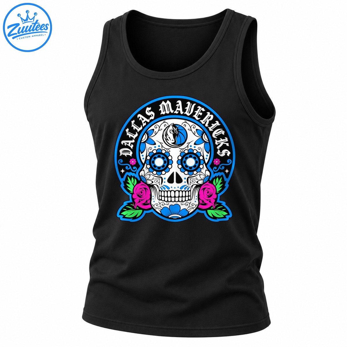 Dallas Mavericks Skeleton Dia De Los Muertos Sugar Skull Nba Tank Top