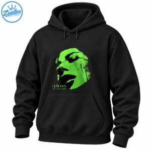 Neon green distressed portrait graphic with black shadows and the words deftones and sick new world