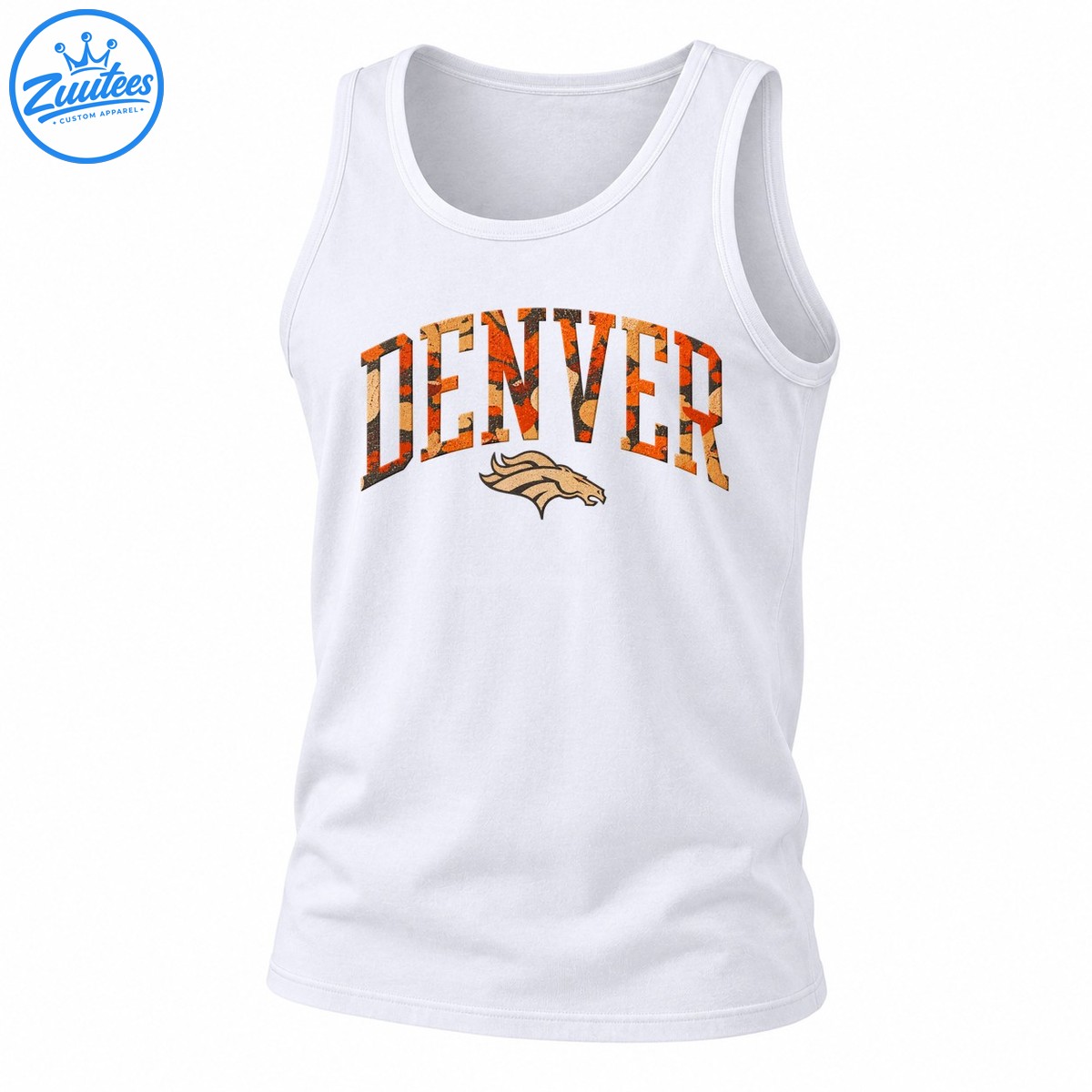 Denver Broncos Fall Camo Vintage Wordmark Graphic Tank Top