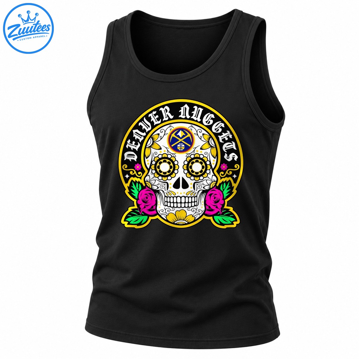 Denver Nuggets Skeleton Dia De Los Muertos Sugar Skull Nba Tank Top