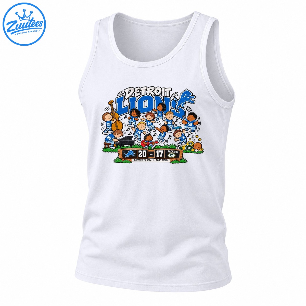 Detroit Lions Cartoon Football Music Celebration Tank Top