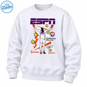 DeWanna Bonner basketball graphic with ESPN lettering, No. 24 jersey, orange lightning bolts and yellow stars