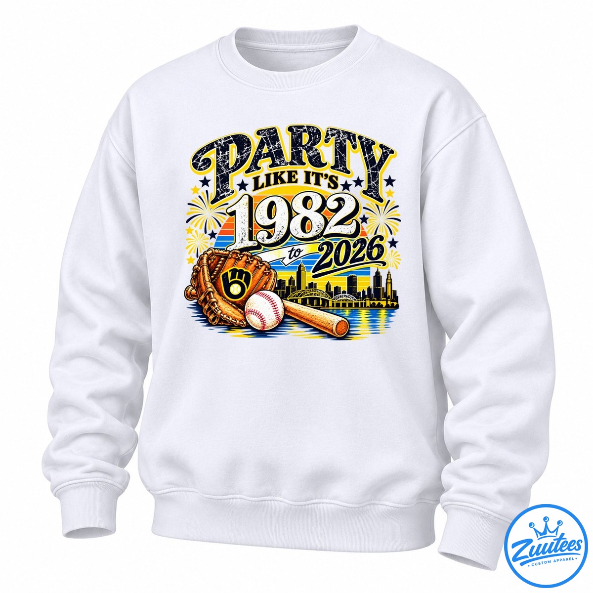 Distressed Milwaukee Brewers Party Like It’s 1982 To 2026 Sweatshirt