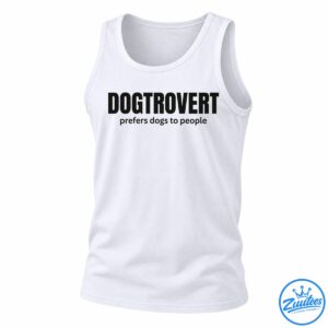 Black DOGTROVERT lettering above the phrase prefers dogs to people in a minimalist typography design