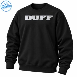 DUFF vintage graphic design in bold silver-gray distressed uppercase lettering with a weathered finish