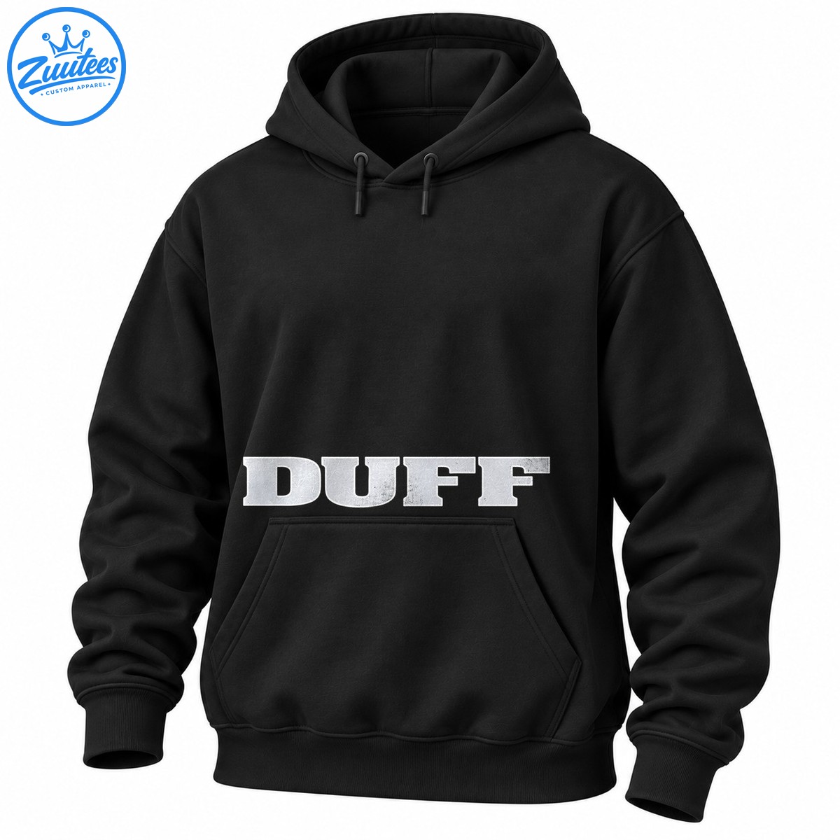 DUFF vintage graphic design in bold silver gray distressed uppercase lettering with a weathered finish DUFF vintage graphic design in bold silver-gray distressed uppercase lettering with a weathered finish