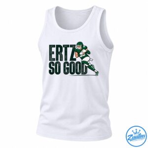 Ertz So Good football shirt design with distressed dark green lettering and an illustrated player in a green uniform carrying a football