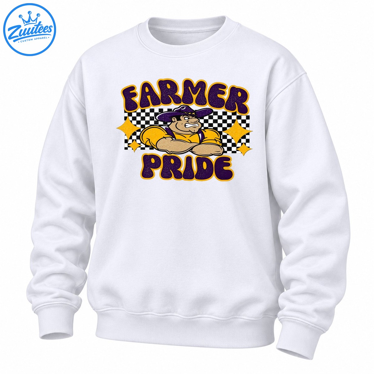 Farmer Pride Vintage Mascot School Spirit Graphic Sweatshirt